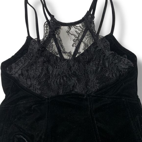 Free People Velvet Lace Tank Top Black Peplum Size Small - Picture 4 of 10